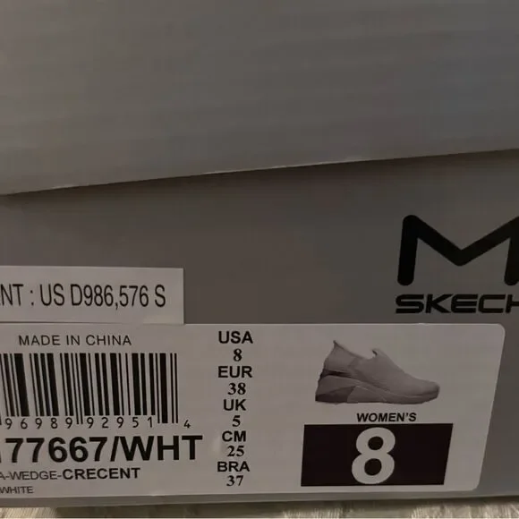 Skechers White and Silver Women's Sneakers Slip-in Mark Nason Wedge - Picture 5 of 5